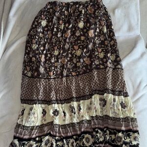 Spell Brown and Cream Floral Maxi Skirt